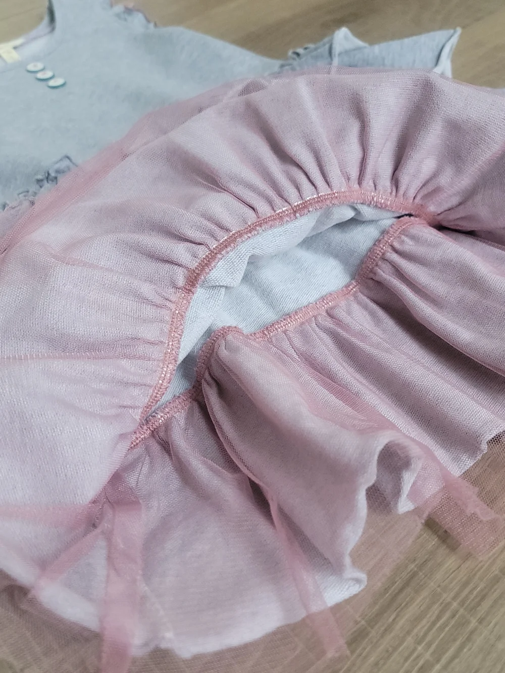 Matilda Jane Girls Pink Tulle Ruffle Twirl Gray Cotton Sleeveless Dress Size 6